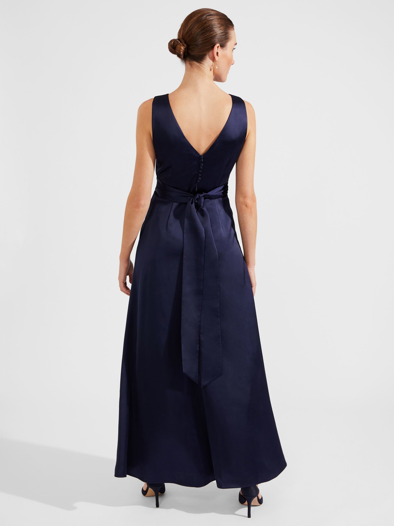 hobbs jemma satin empire line maxi dress Hobbs Jemma Empire Line Maxi Satin Dress, Midnight Navy