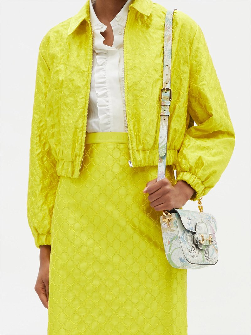 Gucci, Intimates & Sleepwear, Gucci Yellow Silk Embroidered Gg Duchesse  Bra Size