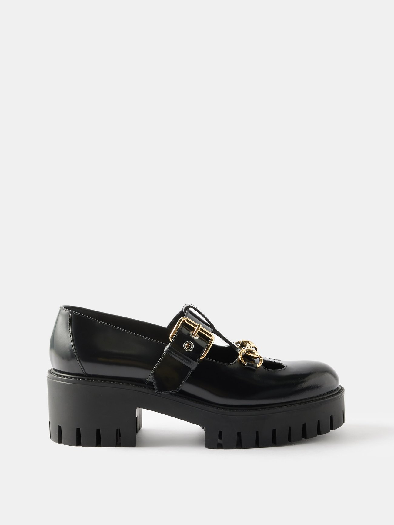 GUCCI Horsebit Leather Mary Jane Shoes in Black Endource