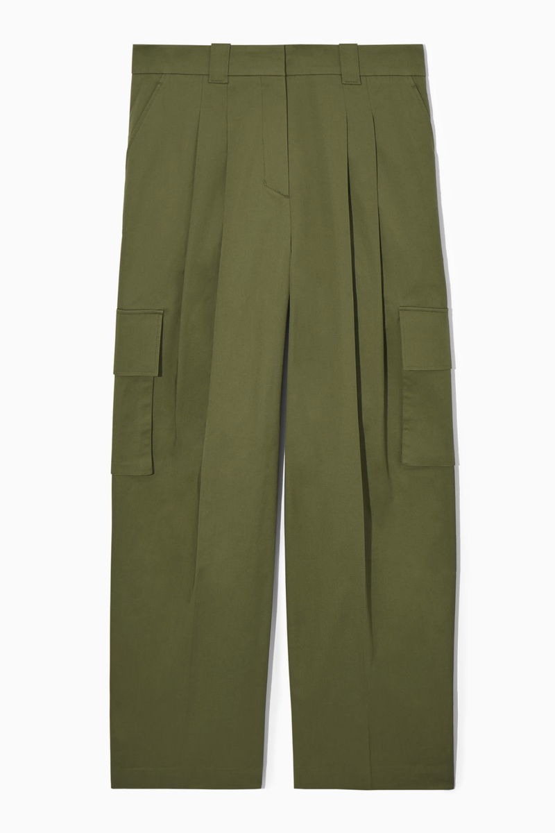 Mint Velvet Straight Leg Tailored Cargo Trousers, Khaki