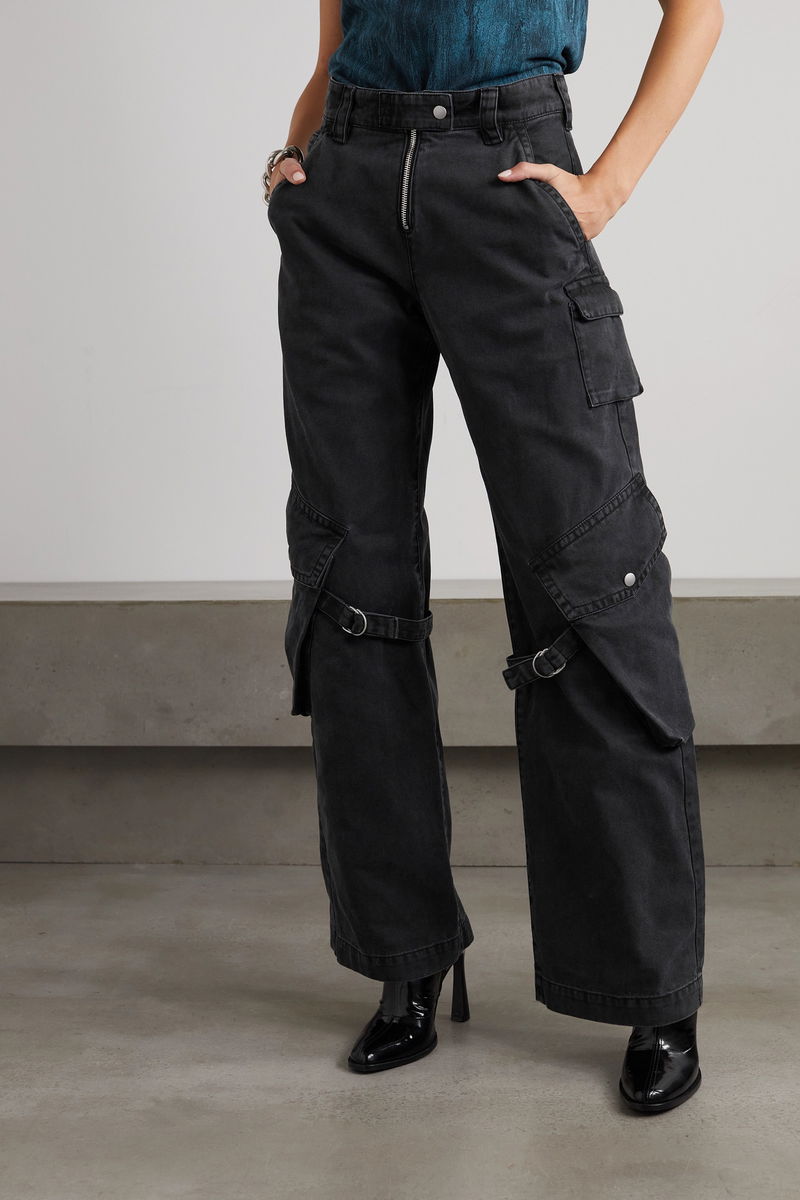 ACNE STUDIOS Washed Cotton-Canvas Cargo Trousers in Black