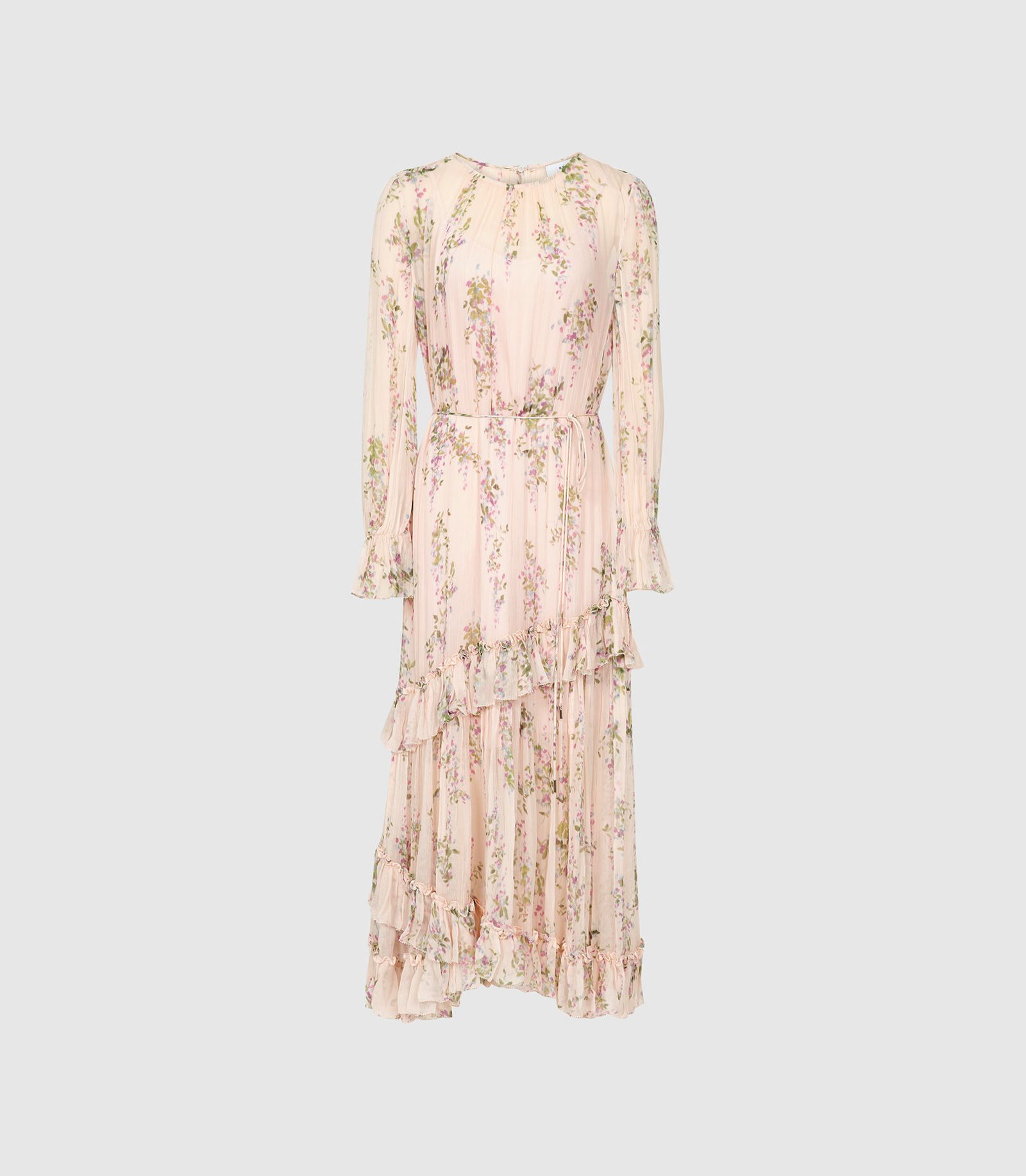 REISS Amber Floral Printed Midi Dress | endource