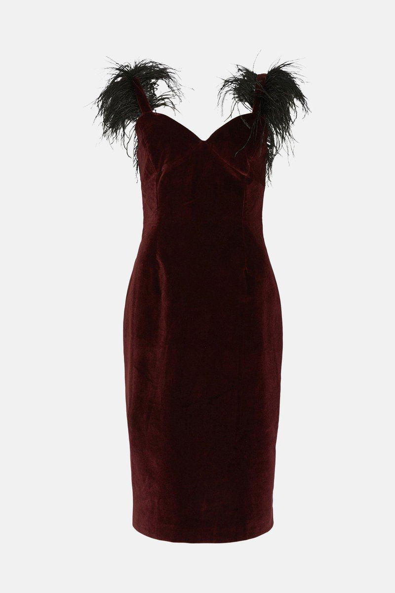 open lace back dress RENT Karen Millen Velvet Feather Detail Mini Dress (RRP 169)