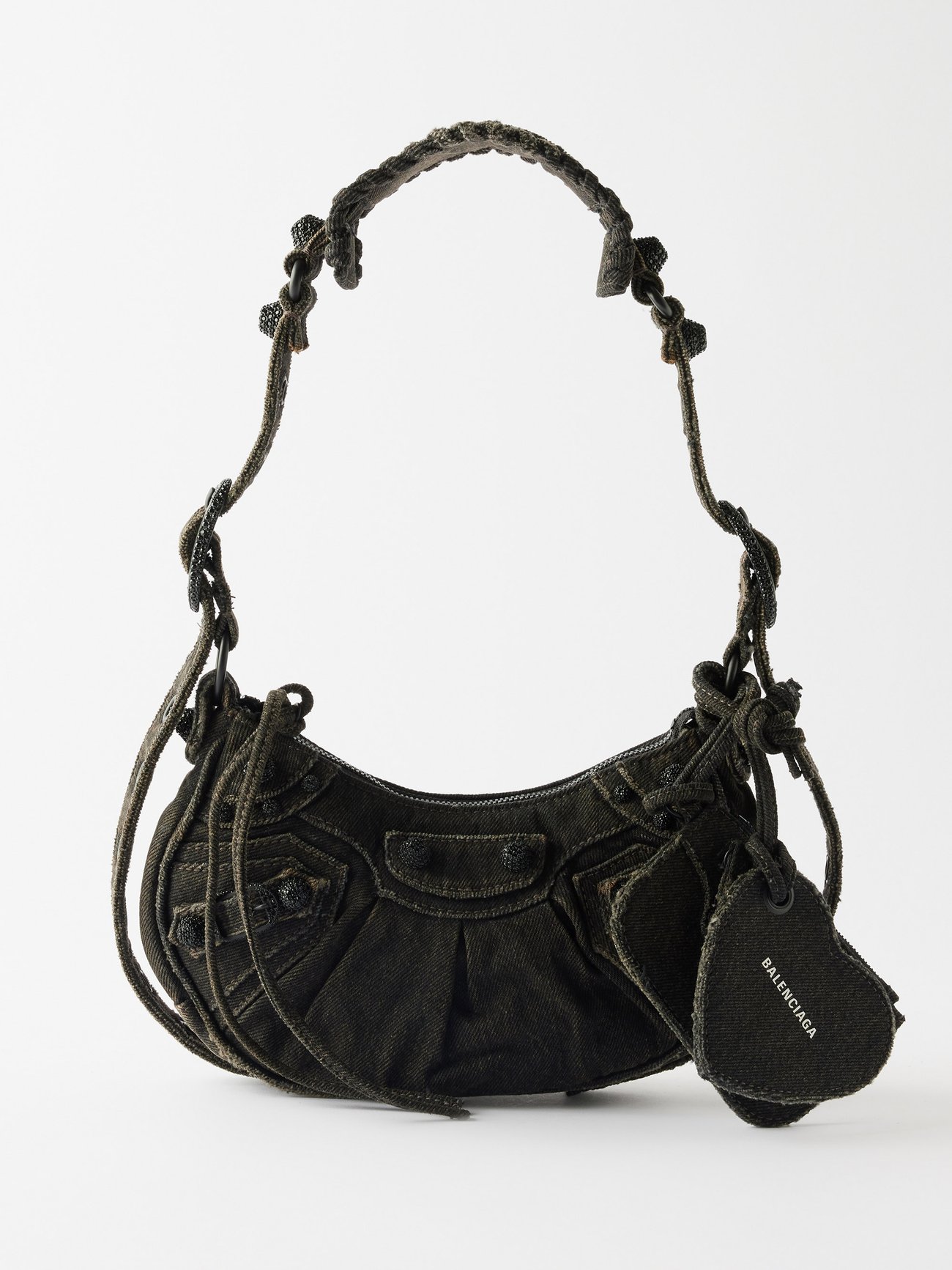 BALENCIAGA Le Cagole XS Washed-Denim Shoulder Bag | endource