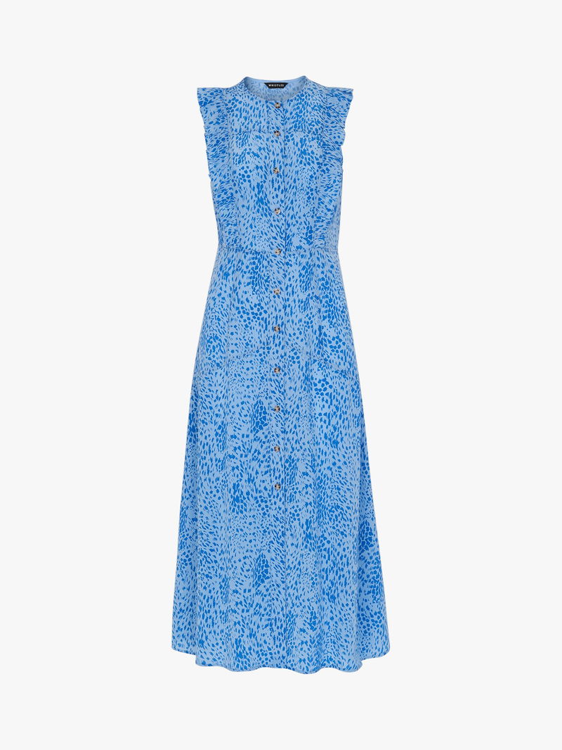 WHISTLES Lively Animal Frill Midi Dress Endource