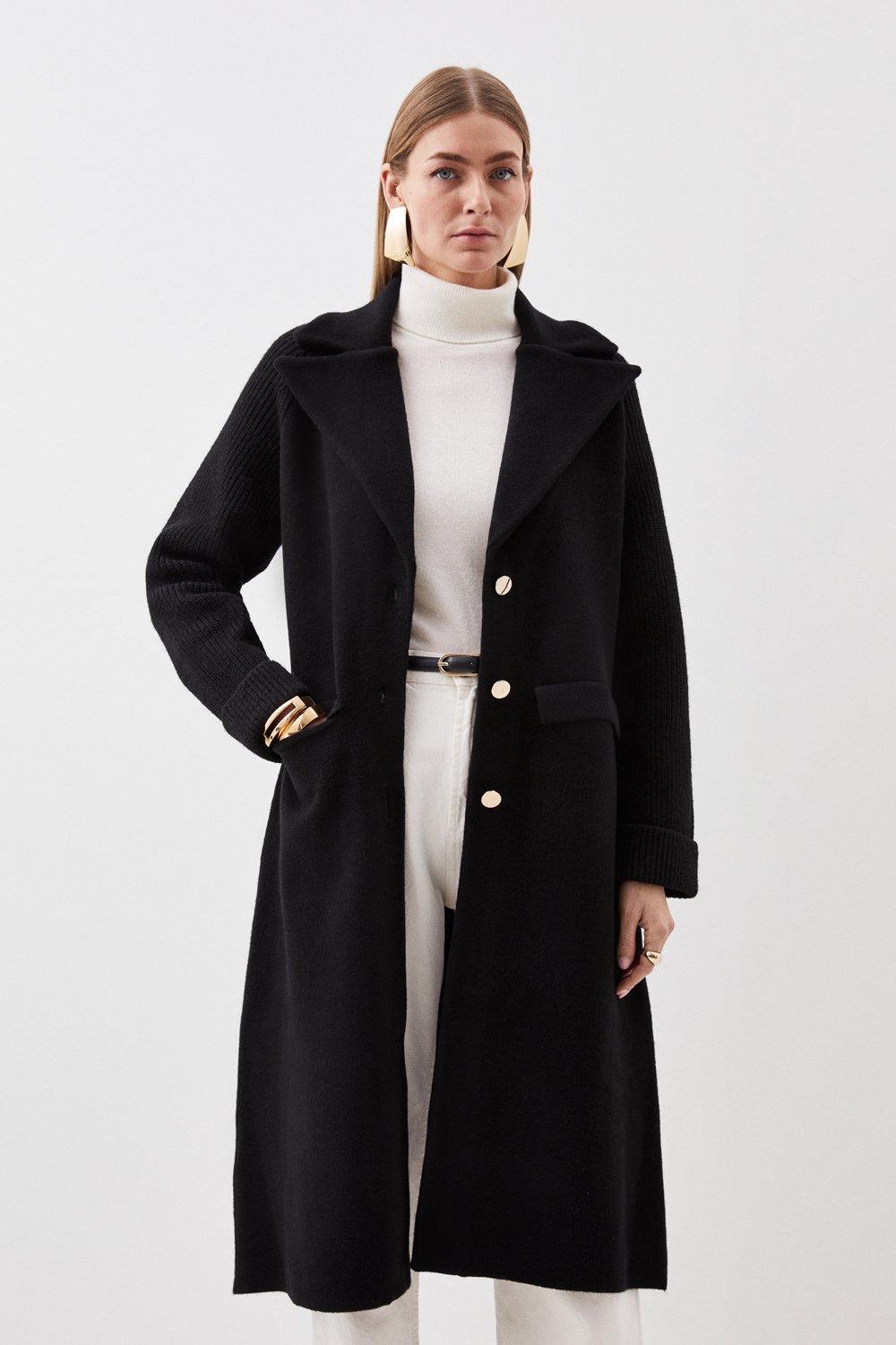 KAREN MILLEN Wool Blend Knit Sleeve Coat | Endource