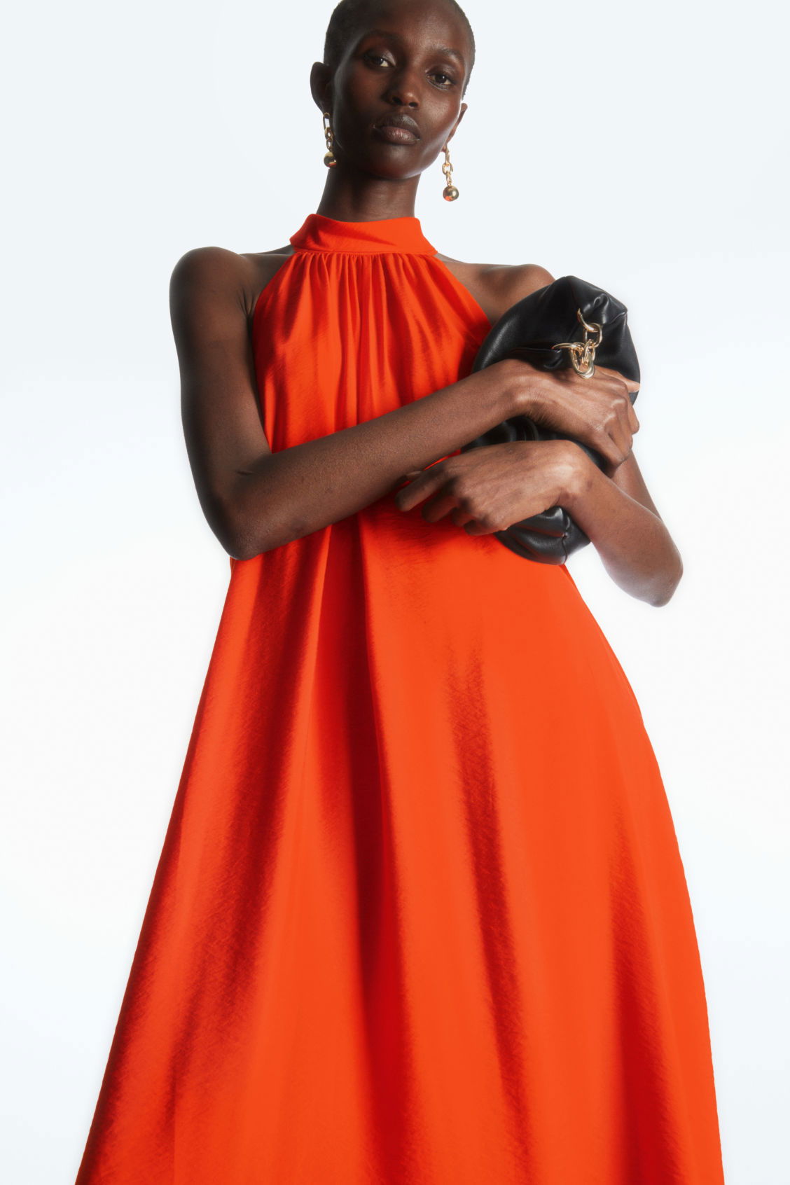 chinese dress ladies COS Ruffled Maxi Dress in Orange