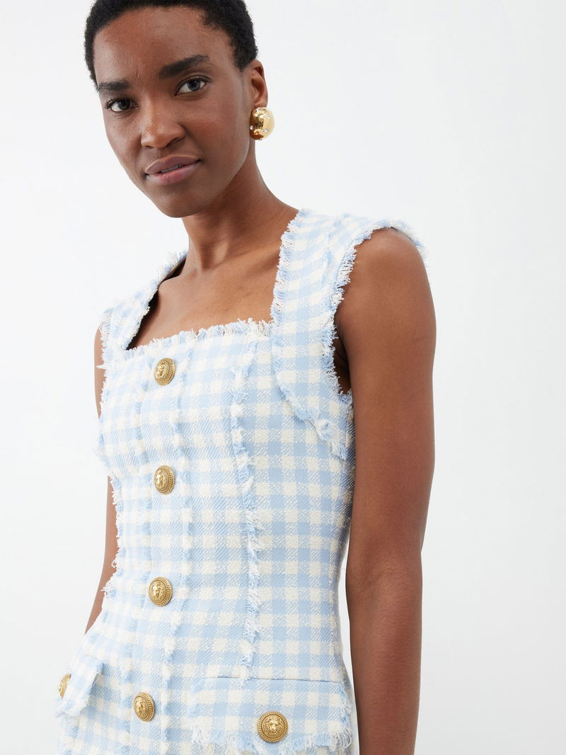 BALMAIN Checked Tweed Mini Dress | endource