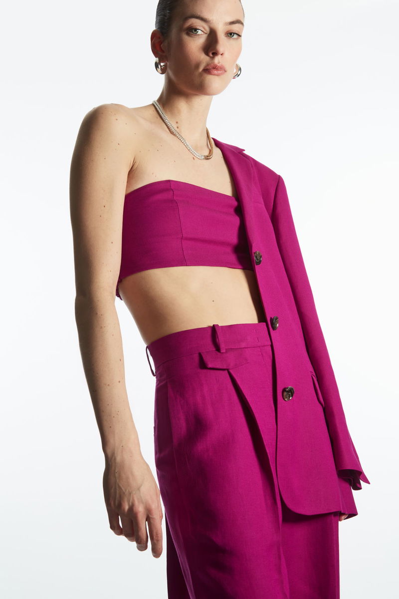 COS Linen-Blend Bustier in BRIGHT PINK