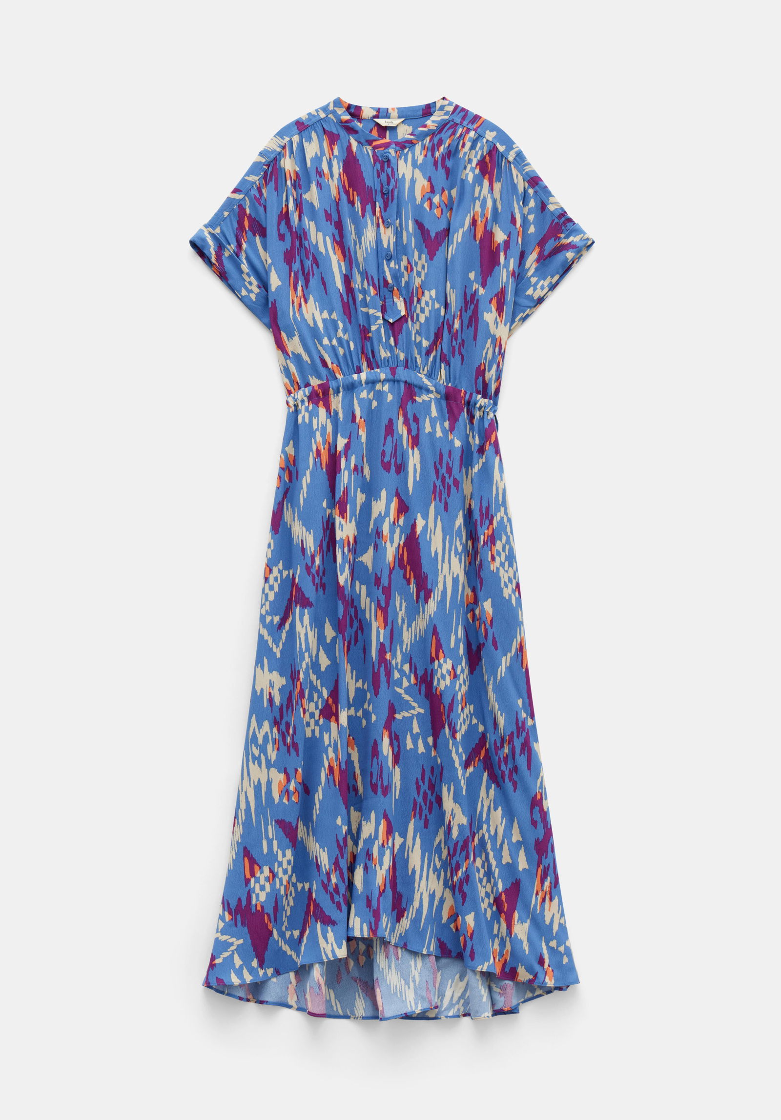 HUSH Keisha Maxi Shirt Dress in Irregular Ikat Blue | Endource