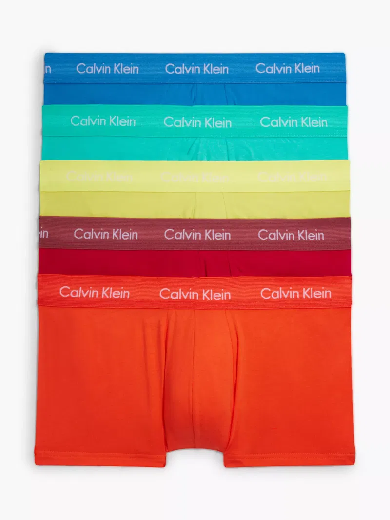 CALVIN KLEIN Low Rise Cotton Stretch Trunks, Pack of 5 in Pride