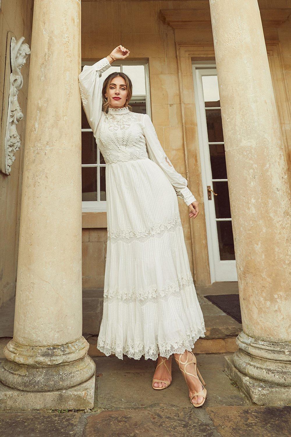 KAREN MILLEN Karen Millen x Lydia Millen - Cutwork Embroidery Woven Maxi |  endource