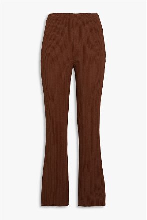A.l.c Astrid Ribbed-knit Flared Pants In Brown