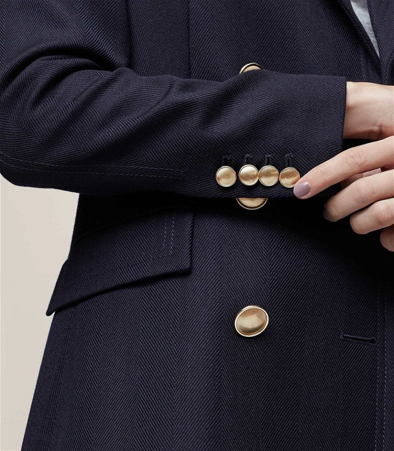 Navy Double Breasted Blazer With Gold Buttons