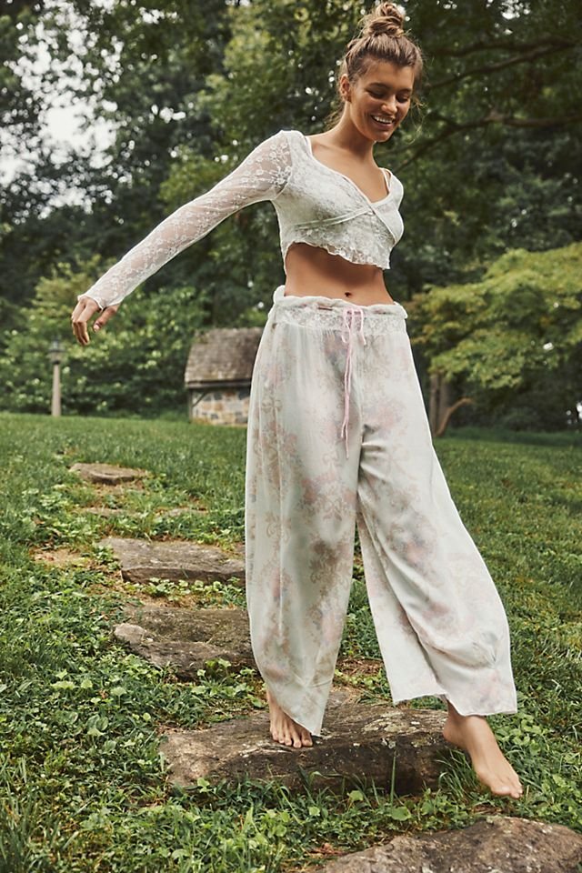 FREE PEOPLE Intimately - Let It Be Lounge Pants in Frost Combo