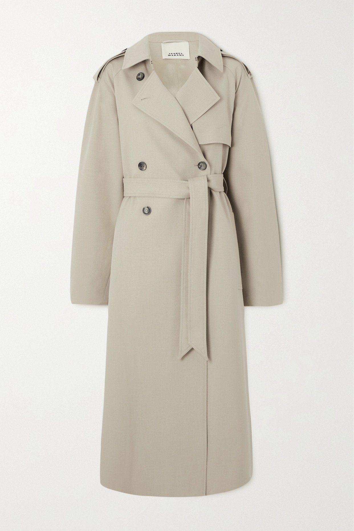 ISABEL MARANT Jepson Belted Double-Breasted Trench Coat in Gray | Endource
