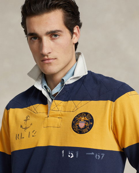POLO RALPH LAUREN Classic Fit Striped Rugby Shirt in Yellow | endource