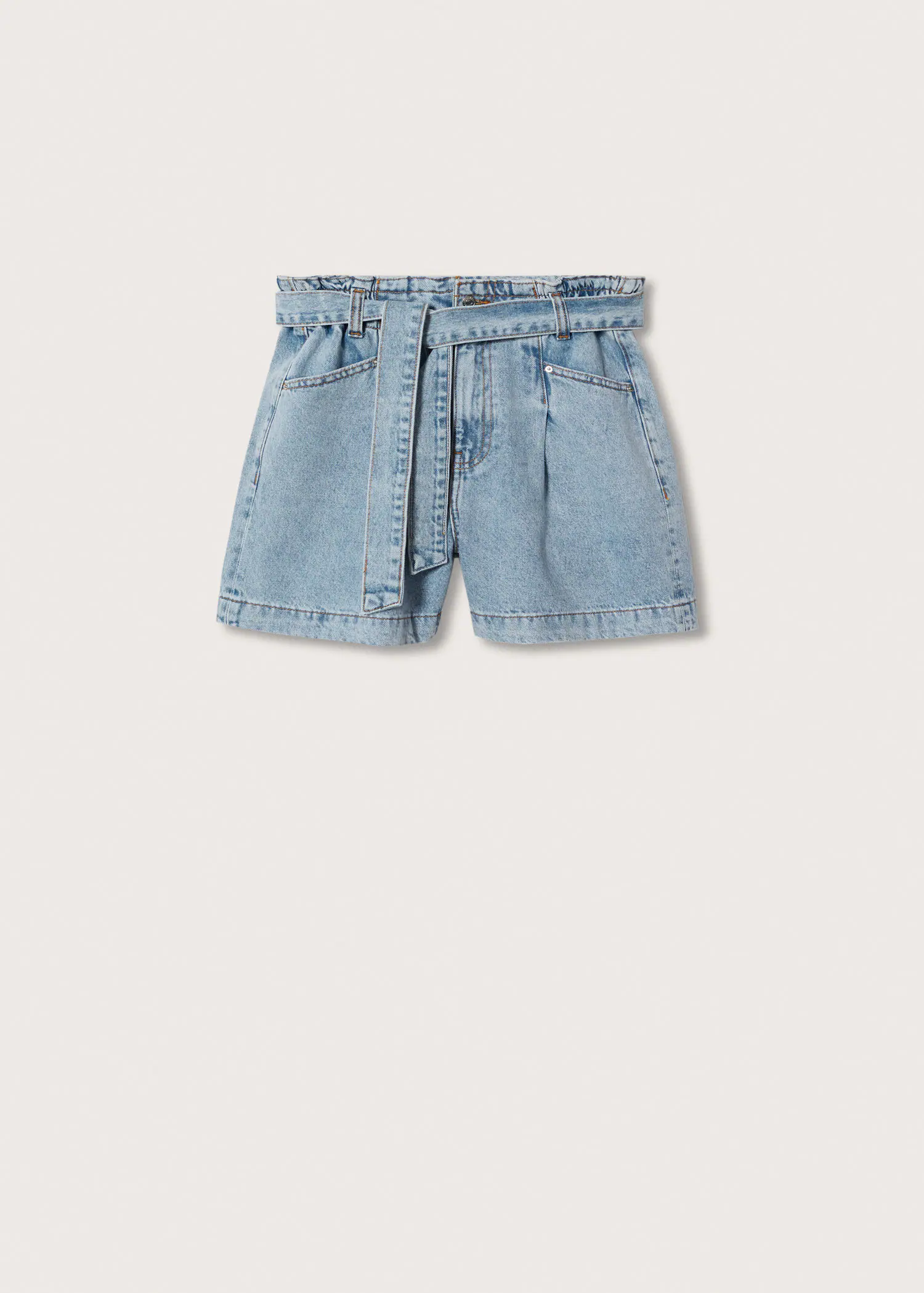 Open Road Denim Paper Bag Shorts Pale Blue