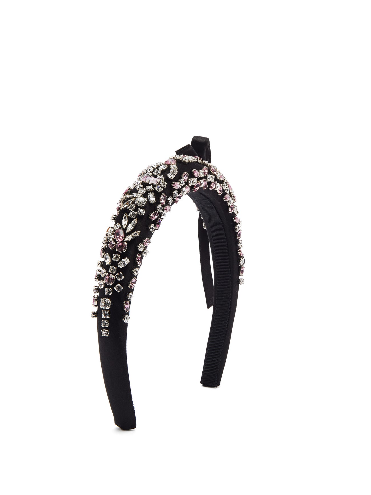 PRADA Crystal-Embellished Bow-Appliquéd Satin Headband  display picture 2