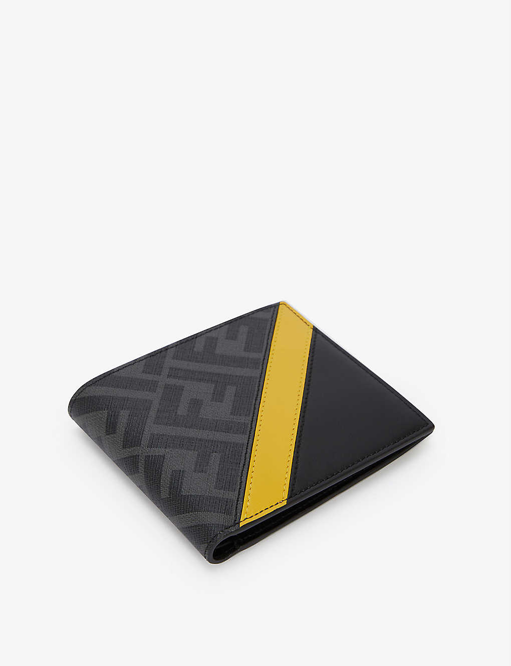 FENDI Logo-Embossed Coated-Canvas Billfold in BLACKYELLOW | Endource