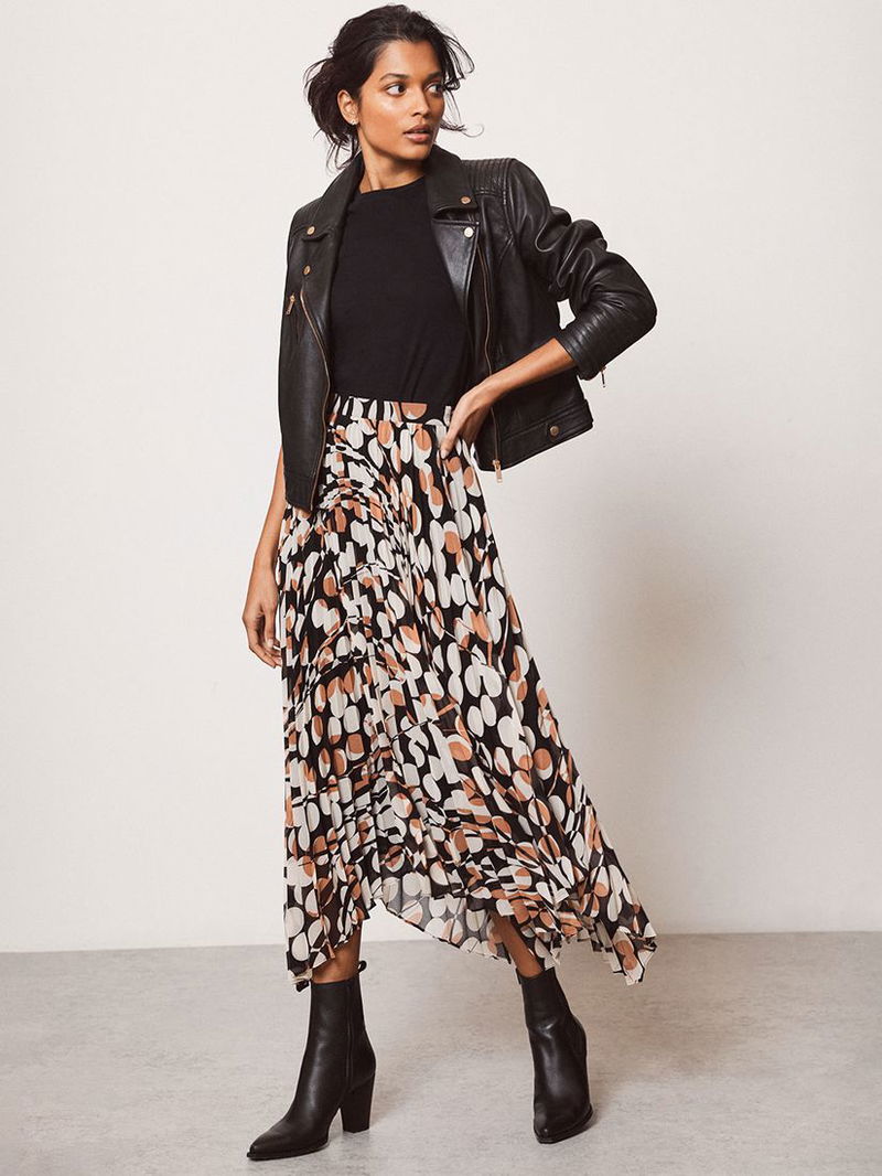 MINT VELVET Lyla Print Pleated Midi Skirt endource