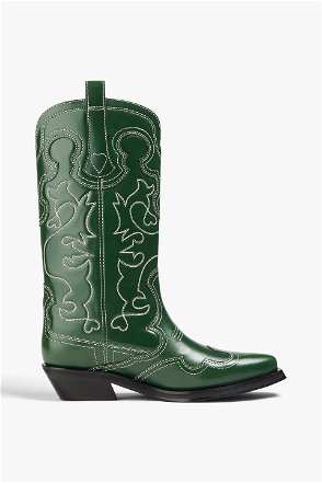 GANNI Embroidered leather cowboy boots