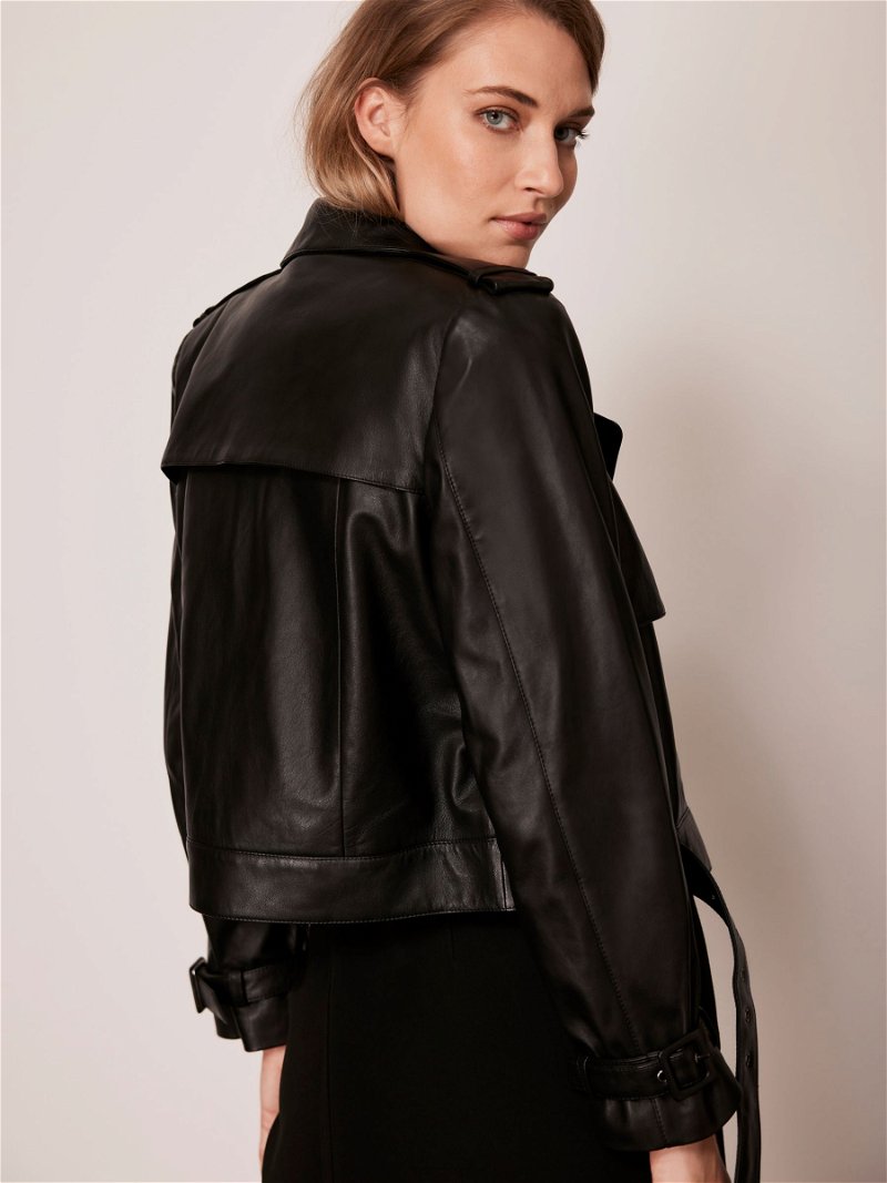 Leather biker jacket Mint Velvet Black size 12 UK in Leather