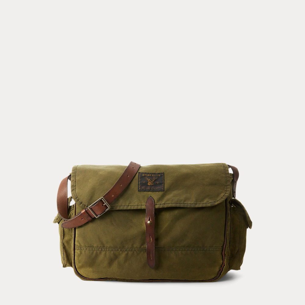 RALPH LAUREN RRL Leather-Trim Oilcloth Messenger Bag endource