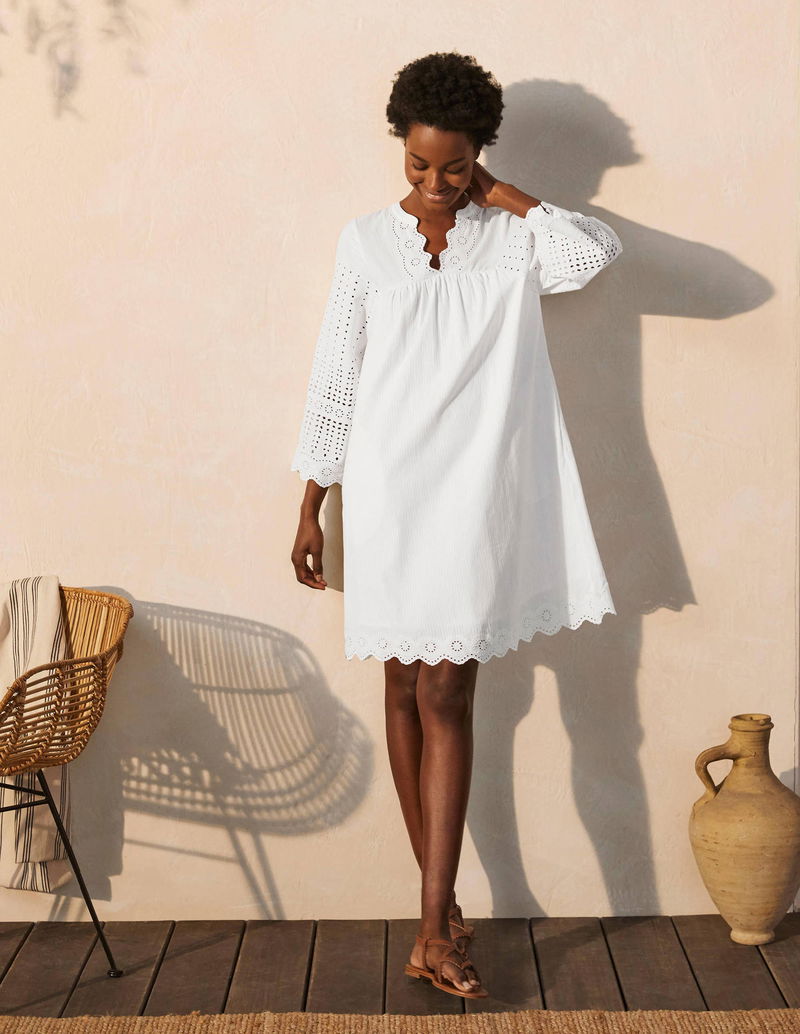 boden broderie cotton dress Ellie Cotton Maxi Shirt Dress - Broderie Denim
