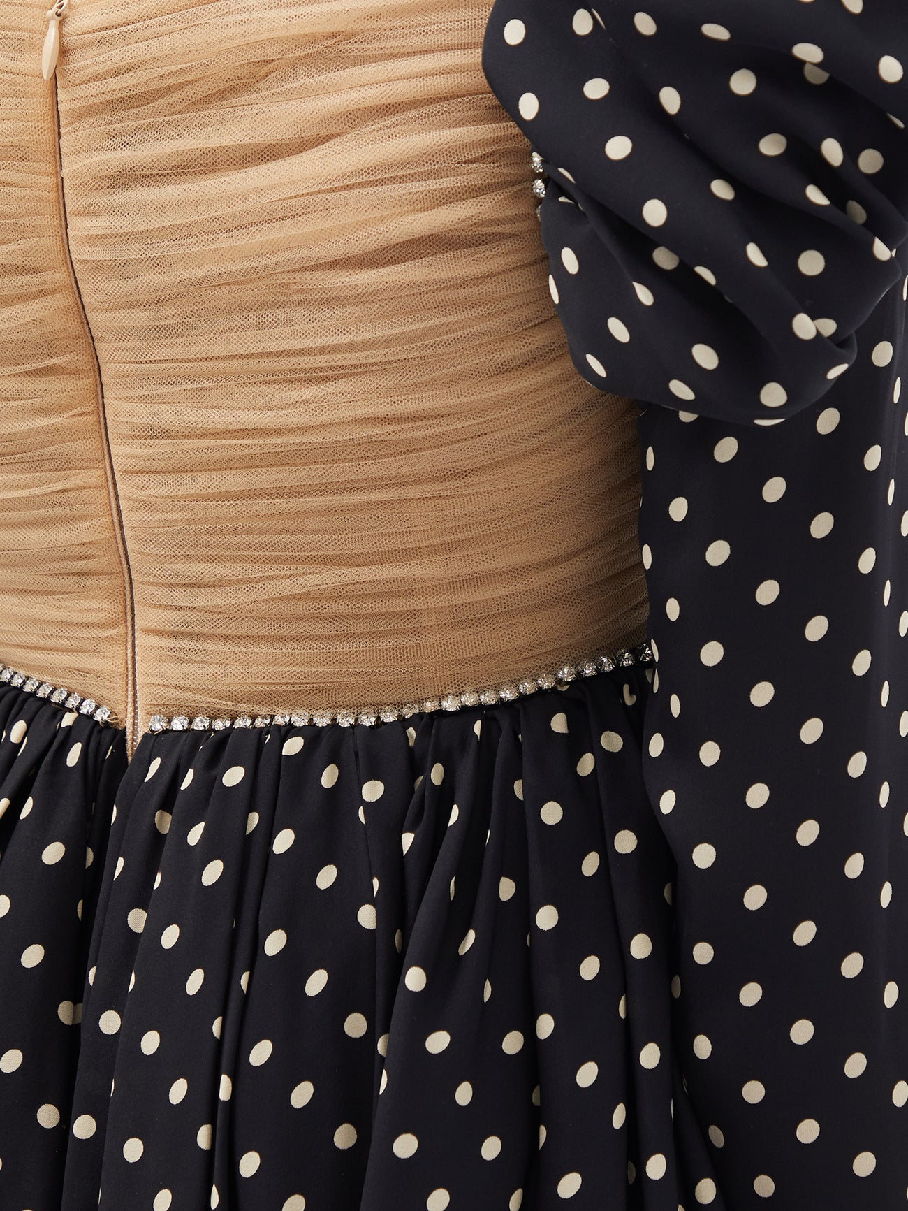 KHAITE Trisha Puff-Sleeve polka-Dot Silk Dress