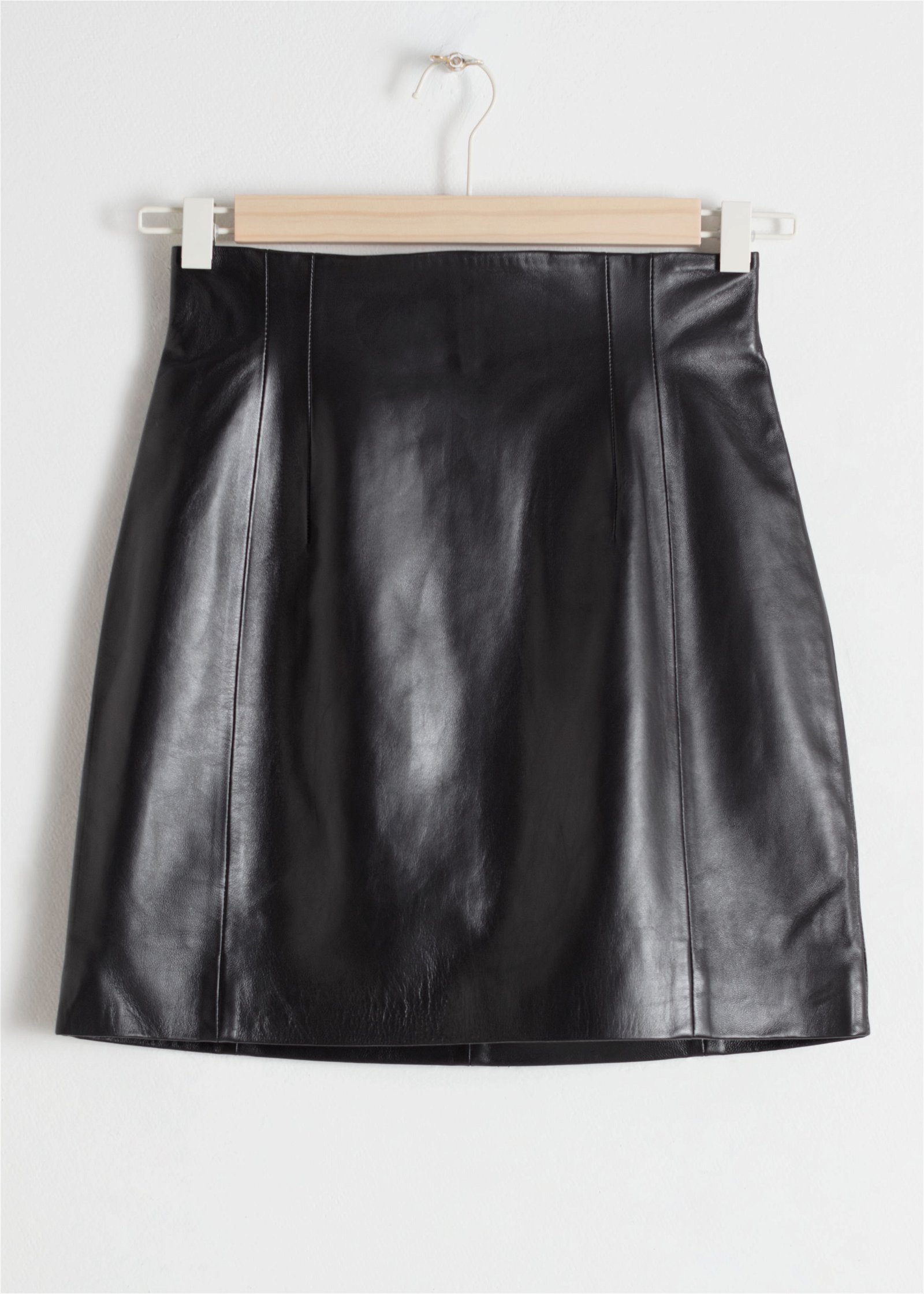 & OTHER STORIES High Waisted Leather Skirt in Black | Endource