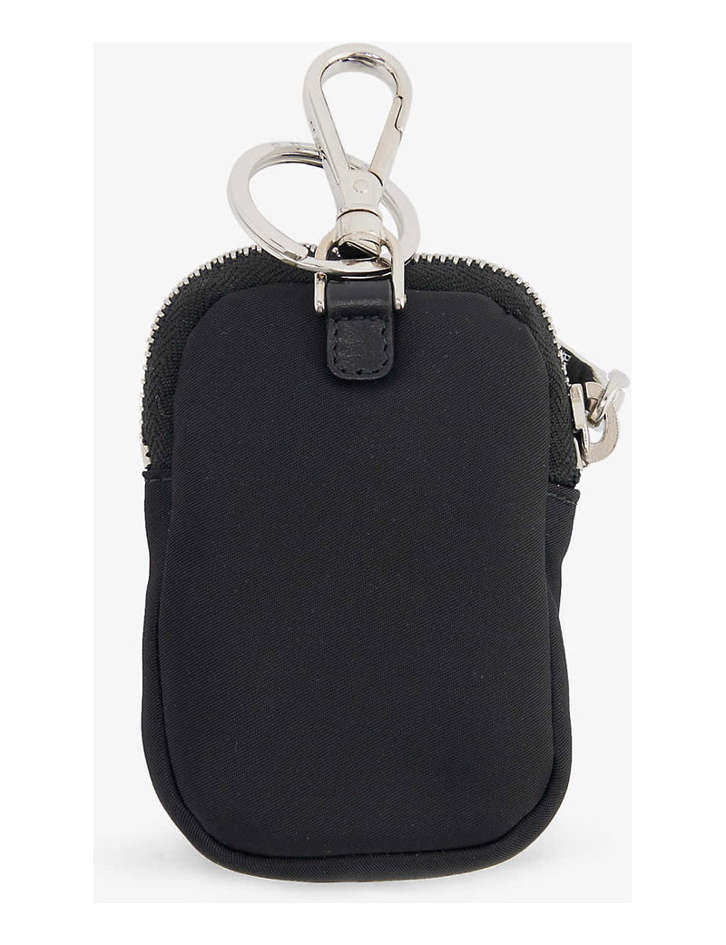 Prada Brand-patch Shell Pouch Keyring in Black