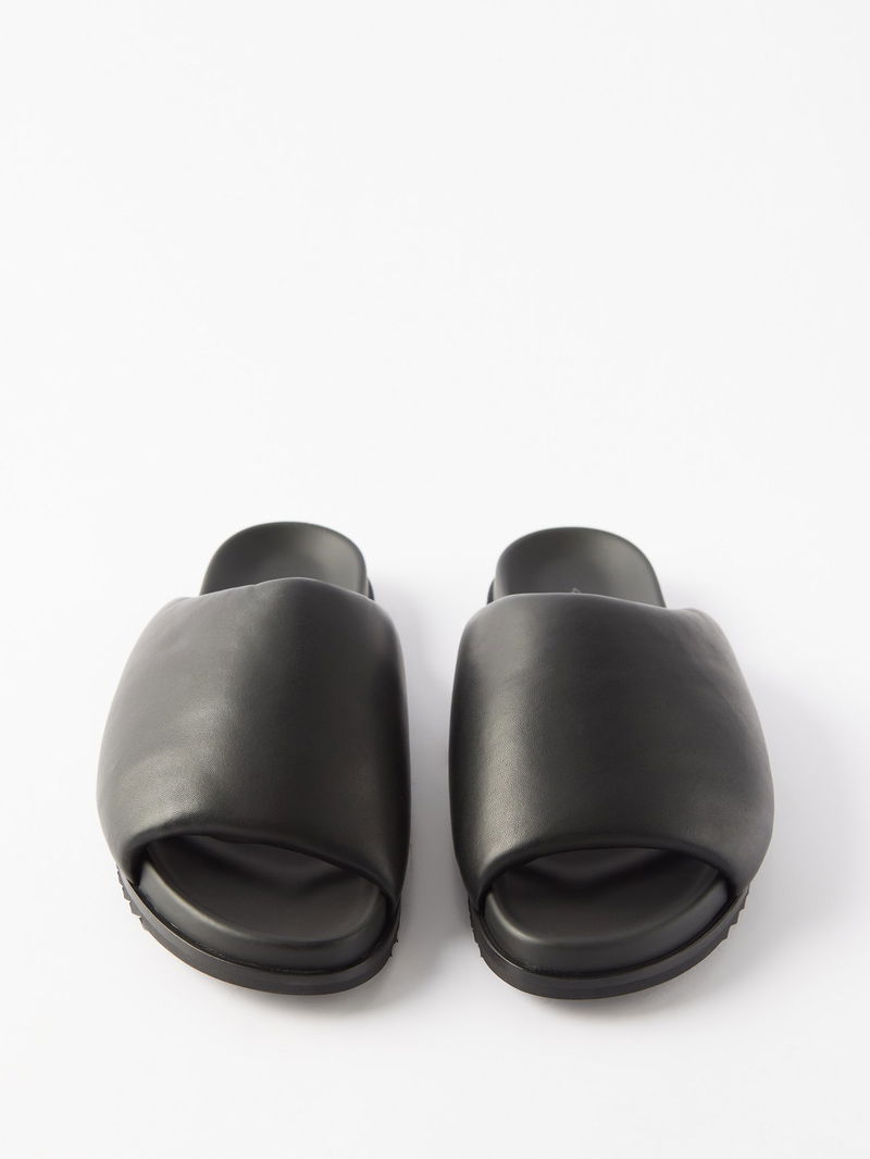 Brown Granola padded calf hair slides, Rick Owens