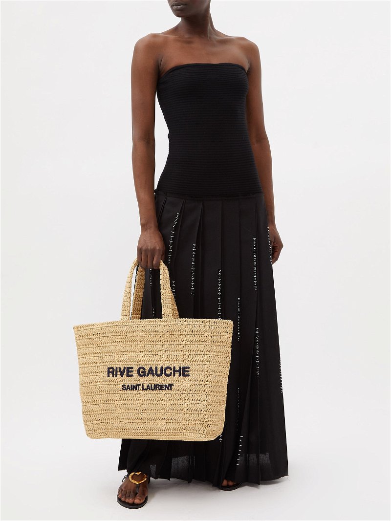 Saint Laurent Rive Gauche Raffia-effect Tote Bag