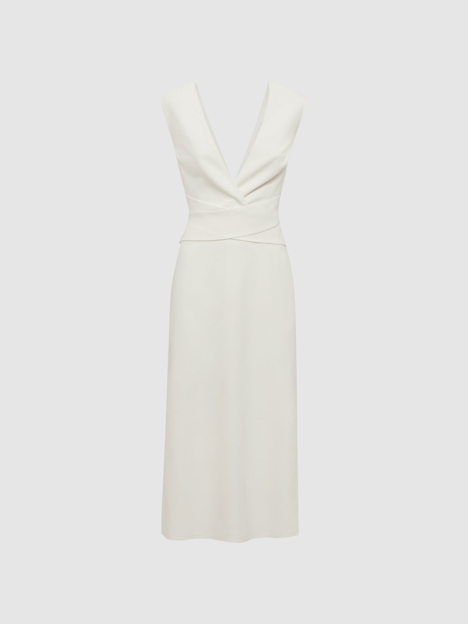 reiss jayla fitted wrap design midi dress Reiss Fitted Wrap Design Midi Dress in Black