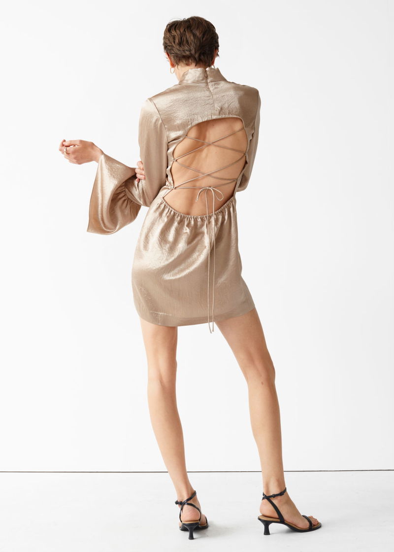 amp; Other Stories + Trumpet Sleeve Satin Mini Dress