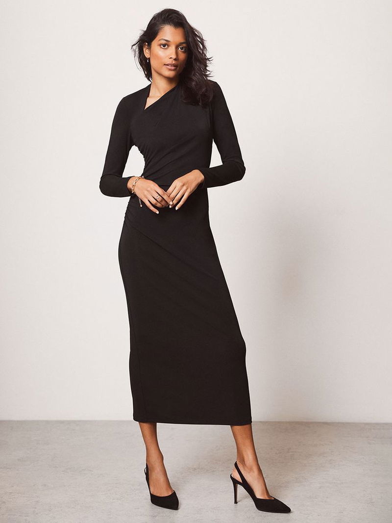 MINT VELVET Asymmetric Neck Midi Dress | endource