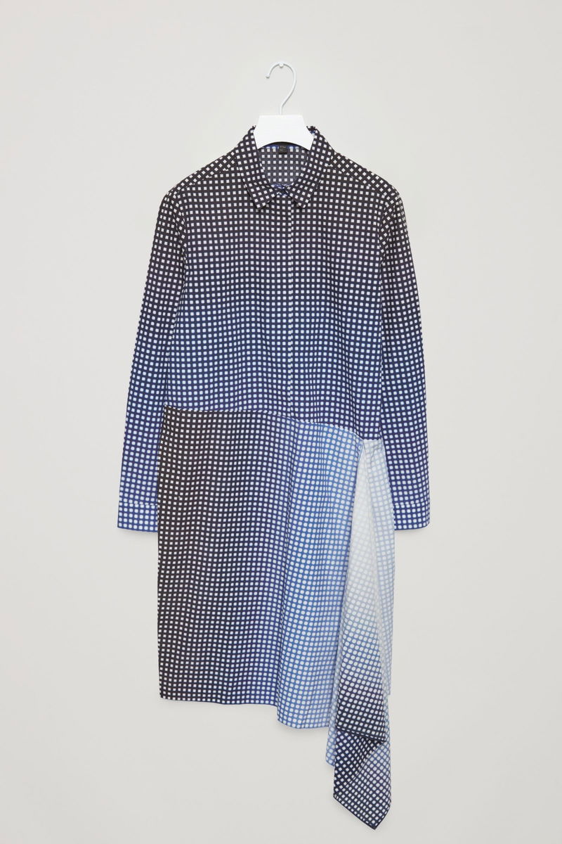 cos draped cotton shirt dress COS Oversized Draped Shirt Dress in Blue