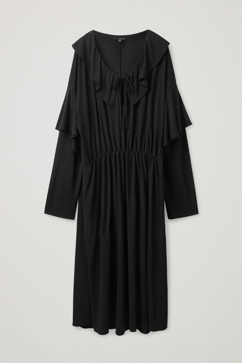cos ruffled cotton midi dress COS Ruffled Midi Dress