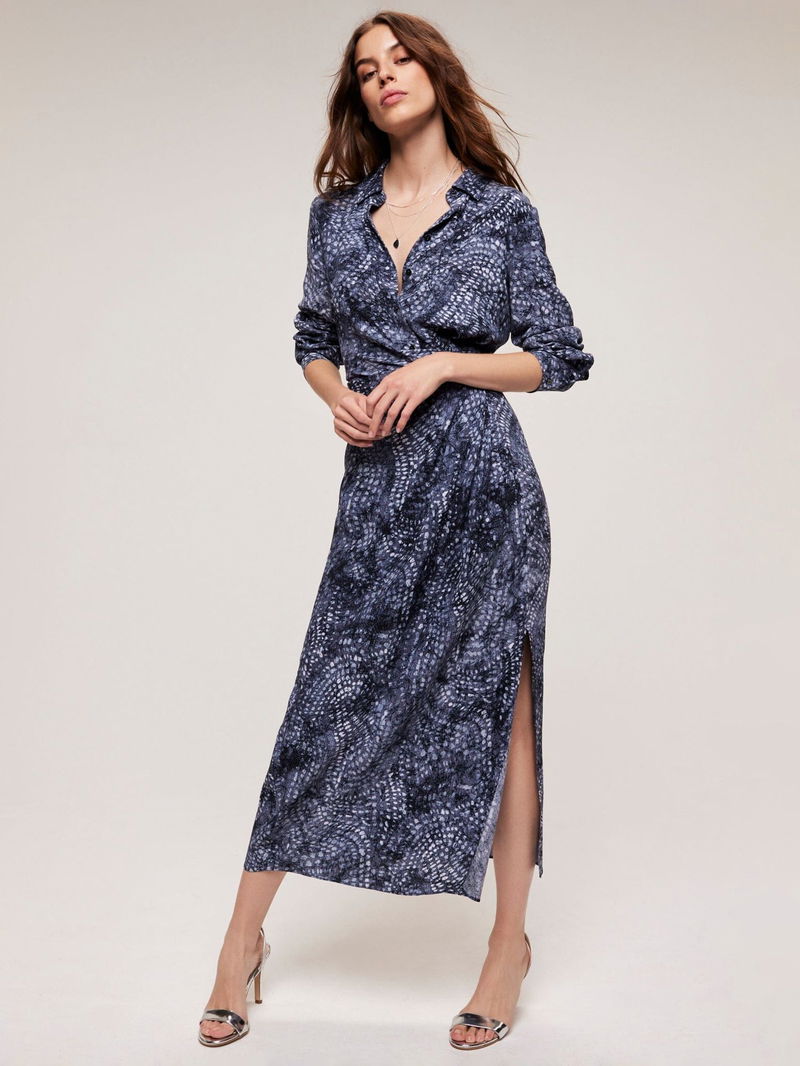 John Lewis Mint Velvet Navy Spot Shirt Midi Dress MINT VELVET