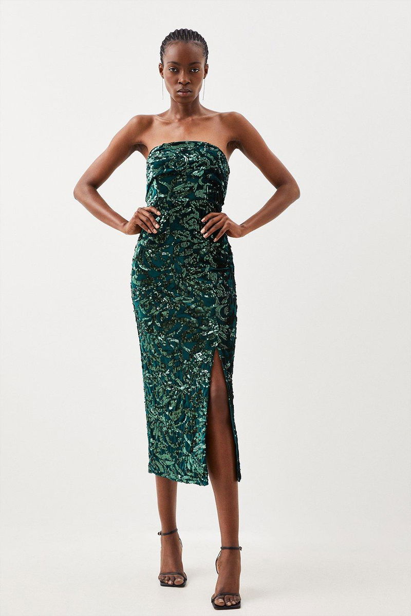 karen millen green sequin dress KAREN MILLEN emerald green sequin full length dress  Jet Set Dresses
