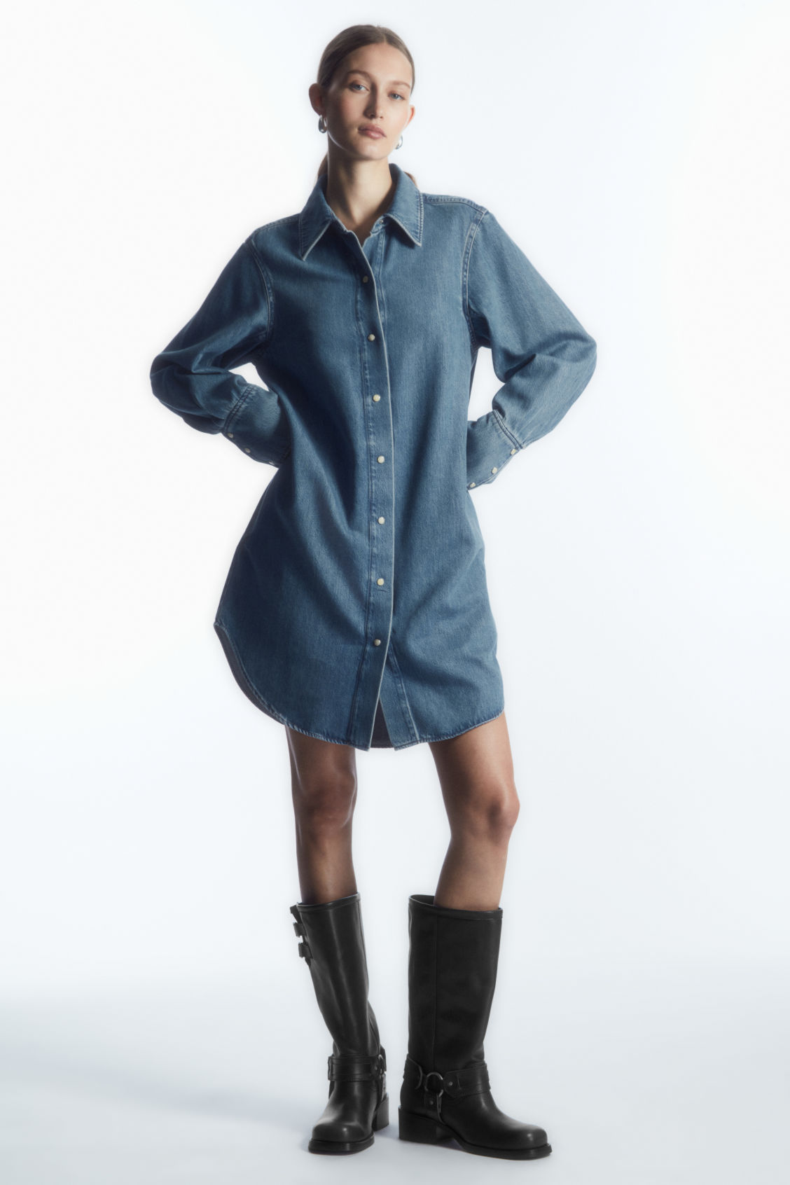 cos mini denim shirt dress Cos Denim Shirt Dress In Light Blue