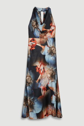 Petite Photographic Floral Silk Cotton Maxi Dress