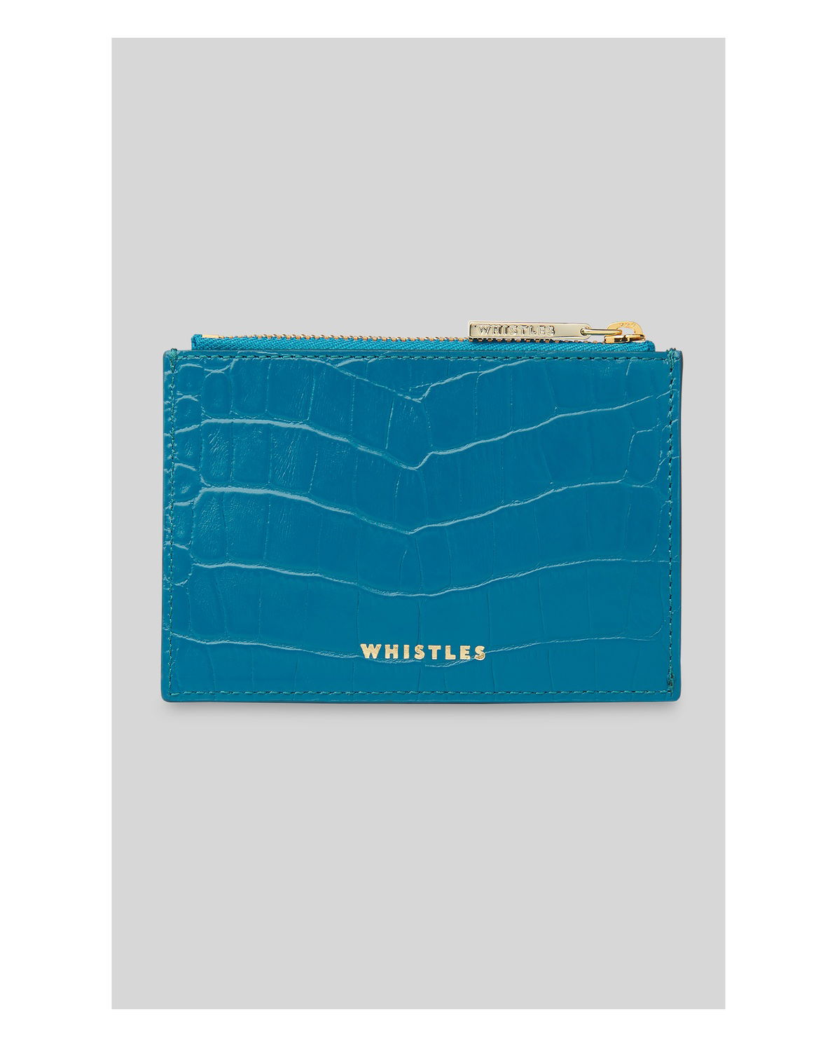 WHISTLES Shiny Croc Coin Purse in Blue Endource