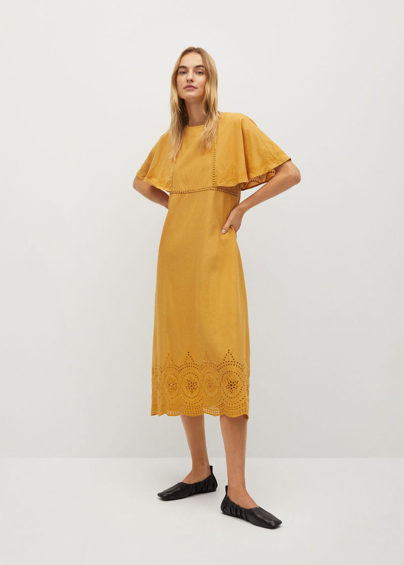 mango openwork cotton dress 50% off featuring a boat neckline Size:15/16 years Midi dress 4.25.26 Lovers and Friends Angie