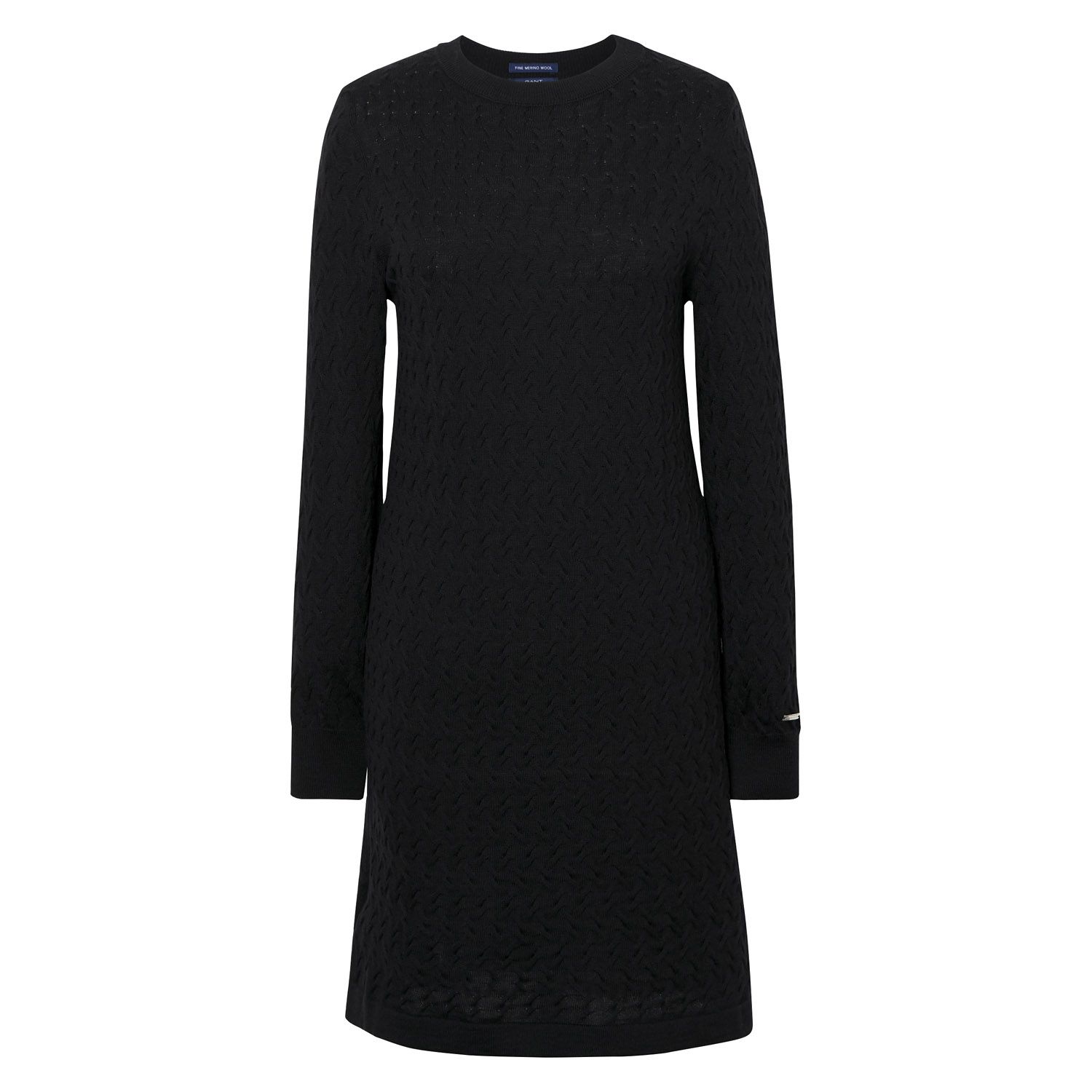 John Lewis ANYDAY Plain Cable Knit Jumper Dress, Black at John Lewis &  Partners