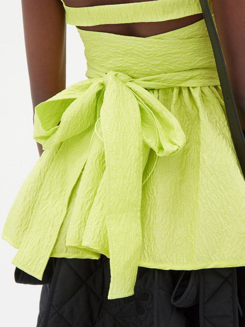 CECILIE BAHNSEN Josie Cutout-Back Matelassé Top in Yellow | endource