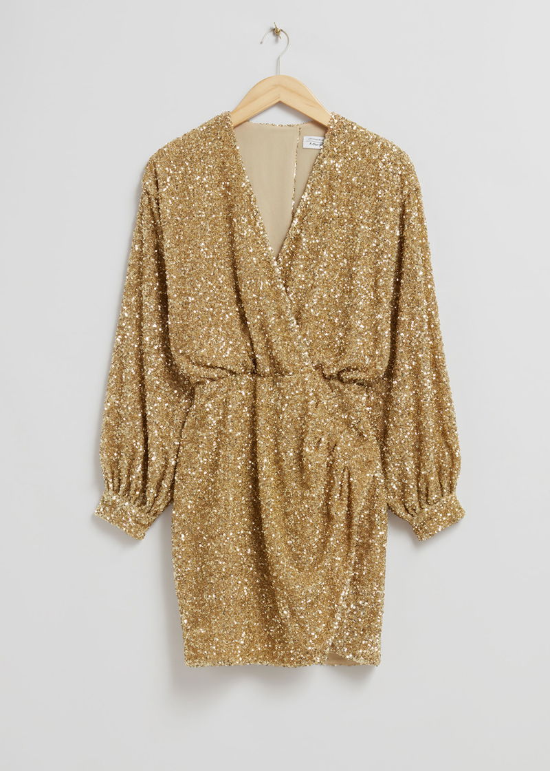 & OTHER STORIES Wrap-Effect Sequin Mini Dress | endource