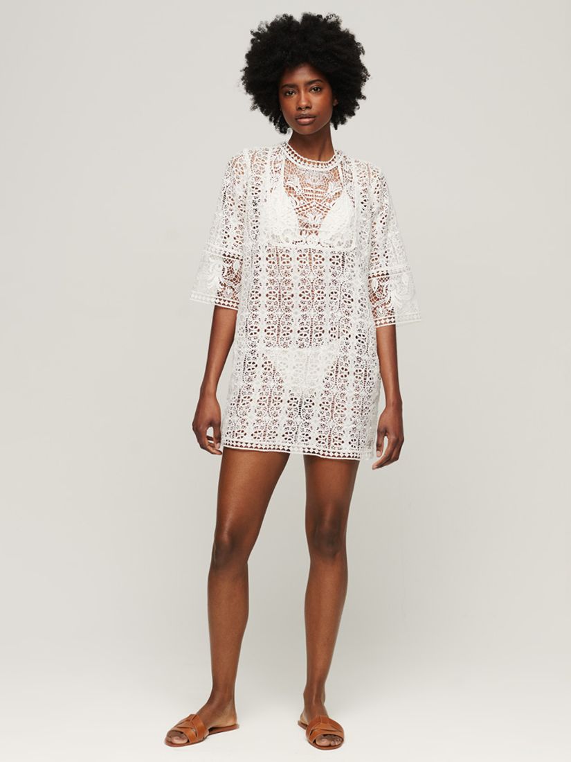 SUPERDRY Beach Cover Up Lace Mini Dress | endource SUPERDRY Beach Cover Up Lace Mini Dress | endource