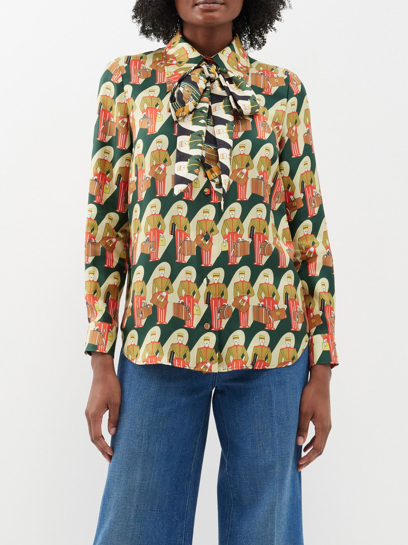 Gucci Printed Silk Shirt - Green